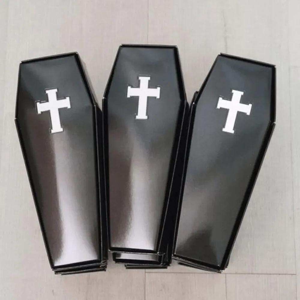 ⚰️12pcs Set Halloween Goth Coffin Casket Party Favor Treat Boxes Black Cardboard
